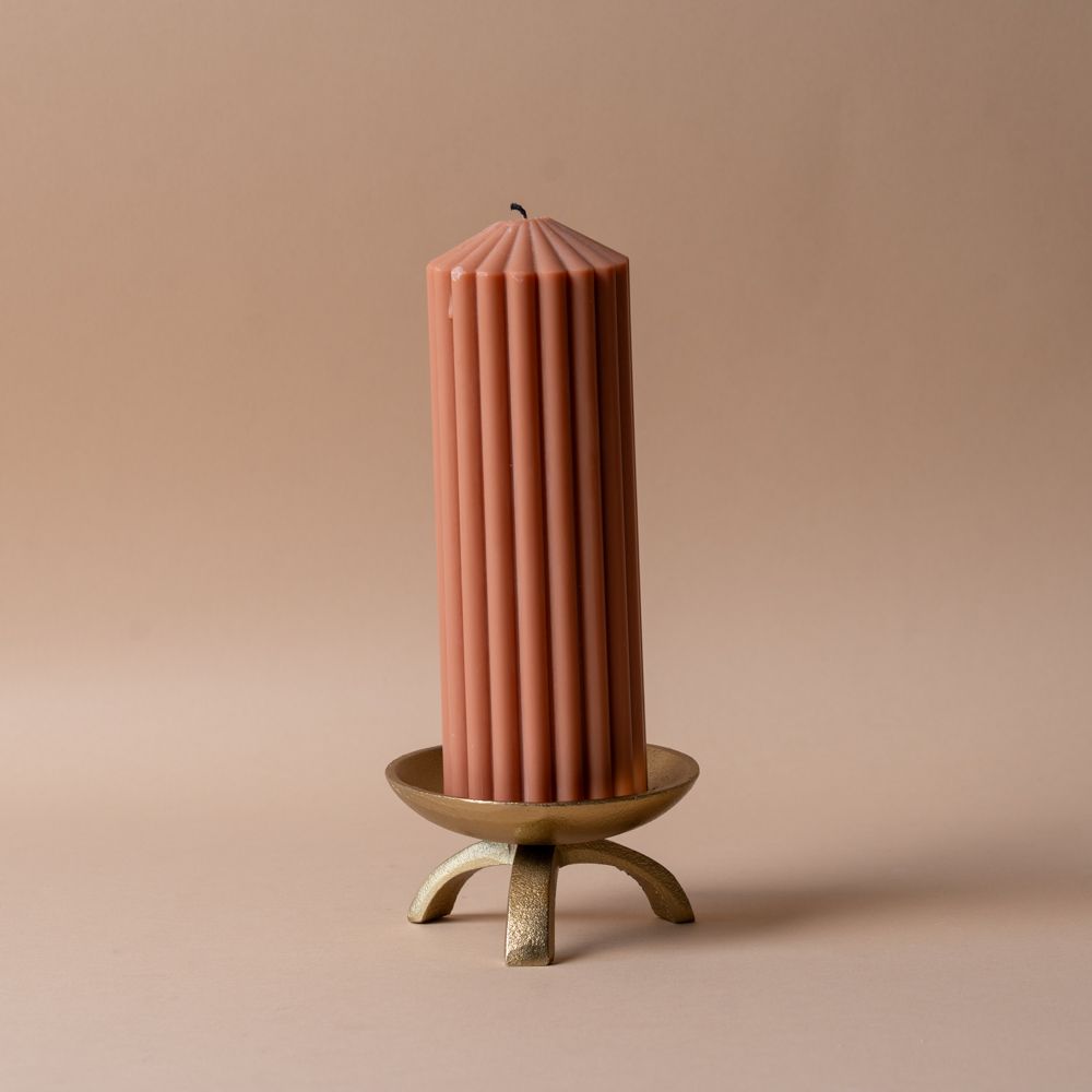 Brass Pillar Candle Holder with Feet candle holder Luxe B Co (Faire)