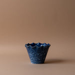 Navy Stoneware Planter with Ruffle Edge planter Creative Co-op (DYA) Small