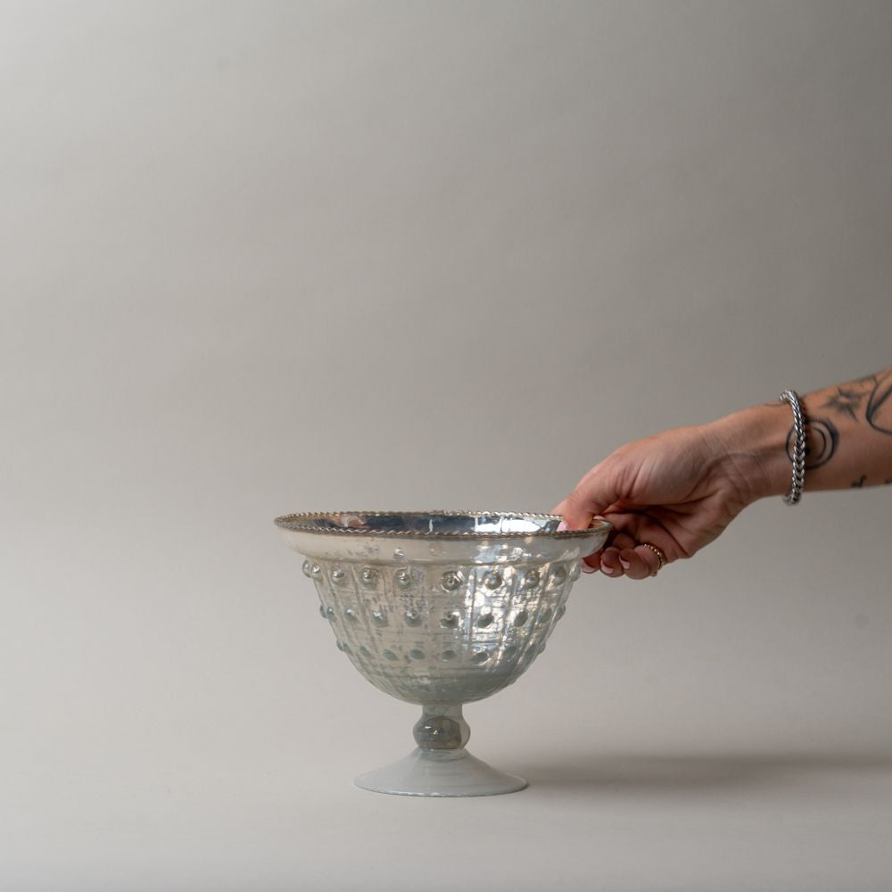 Embossed Mercury Glass Footed Bowl CHRISTMAS 2026 Creative Co-op (DYA)