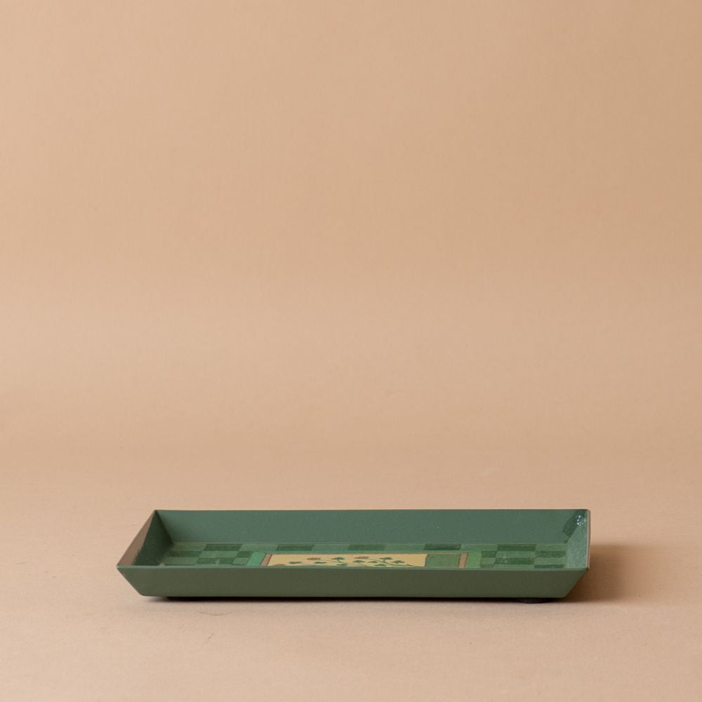 Check Pattern Herbs Enamelled Tray - Rug & Weave