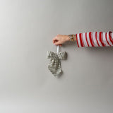 Green Stripe Bow
