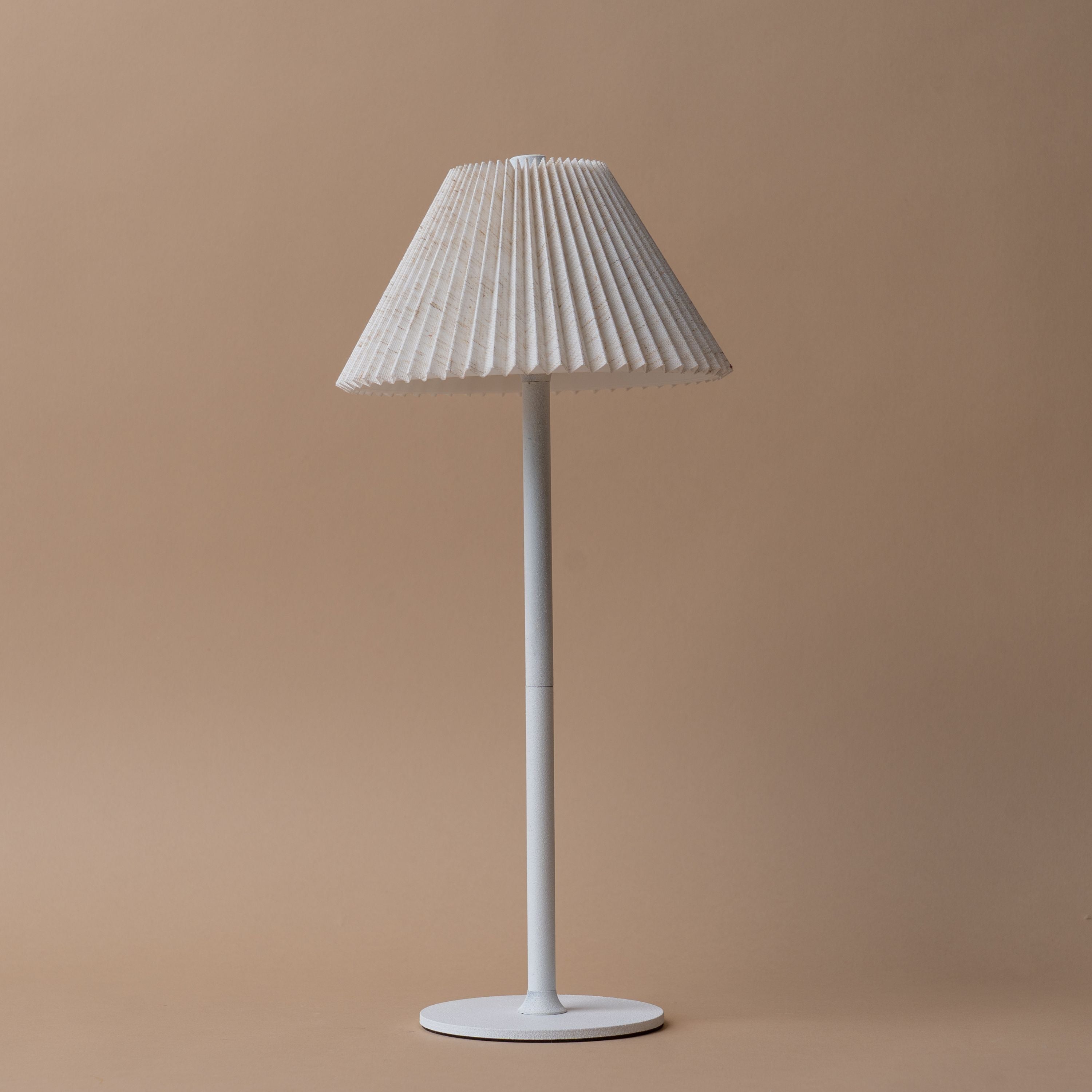 Touch LED Iron Table Lamp with Linen Shade - White Base LIGHTING - table lamp Accents De Ville (ShopZio)