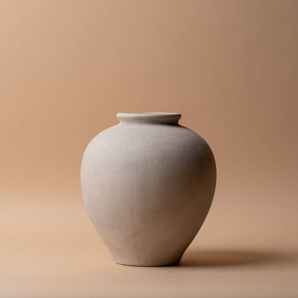 White Terracotta Vase vase Bacon Basketware (Faire)