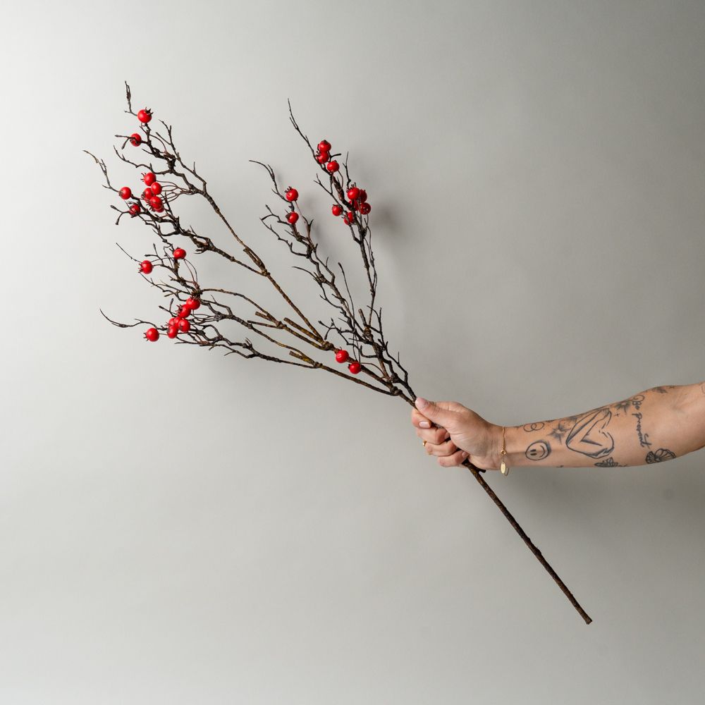 Faux Red Berry Twig Spray CHRISTMAS 2026 Tri W Imports