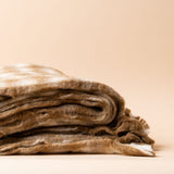 Wool Gingham Throw Blanket - Toffee