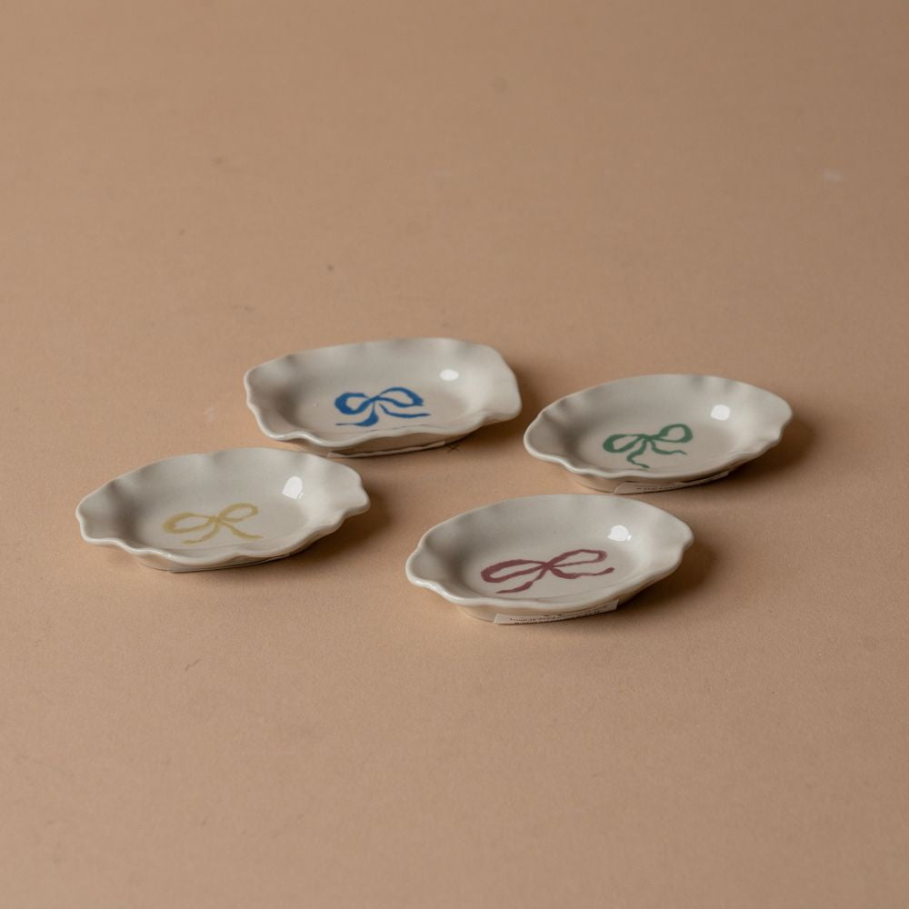 Scalloped Stoneware Mini Bow Dish bowl Creative Co-op (DYA) Blue Bow