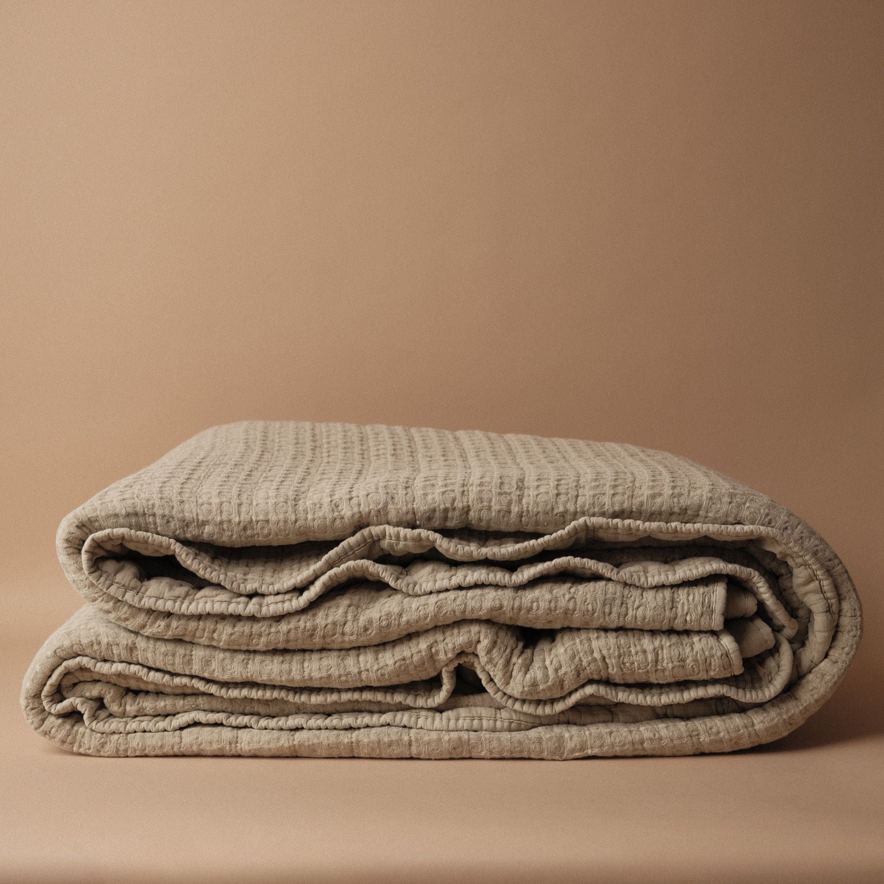 Natural Waffle Cotton Bedding blanket Brunelli (ShopZio)