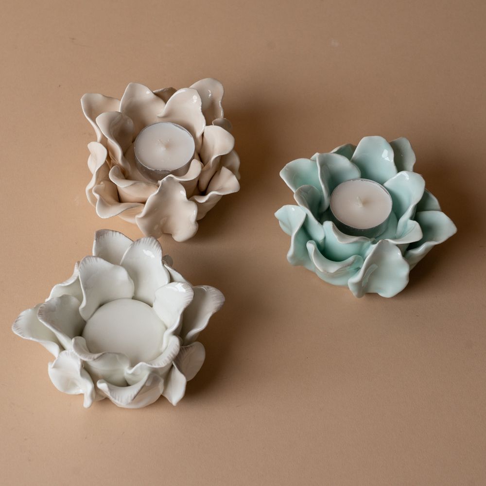 Ceramic Rose Candle Holder candle holder Luxe Lodge (Faire)