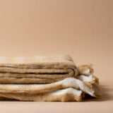 Wool Gingham Throw Blanket - Camel
