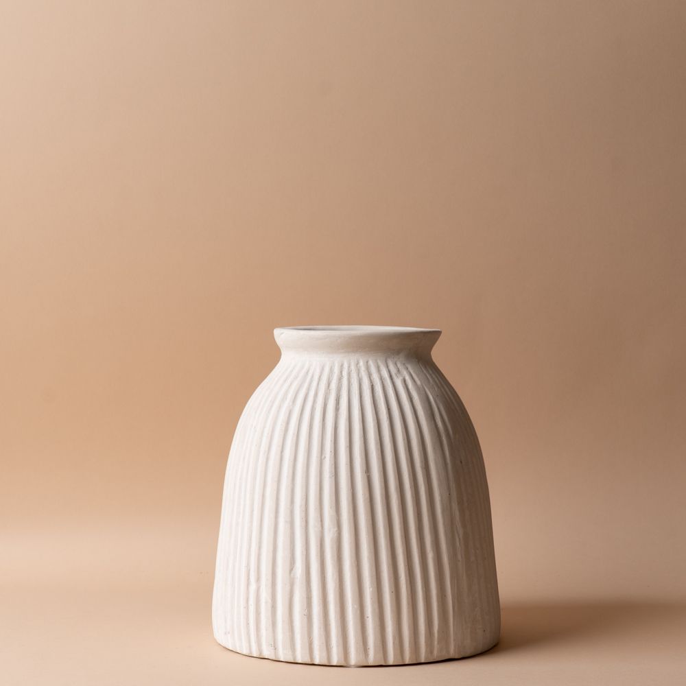 Ribbed Paper Mache Pot vase Tell Me More (Faire)