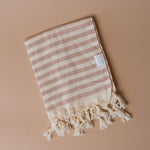 Turkish Cotton Hand Towel hand towel House of Jude Beige Stripe