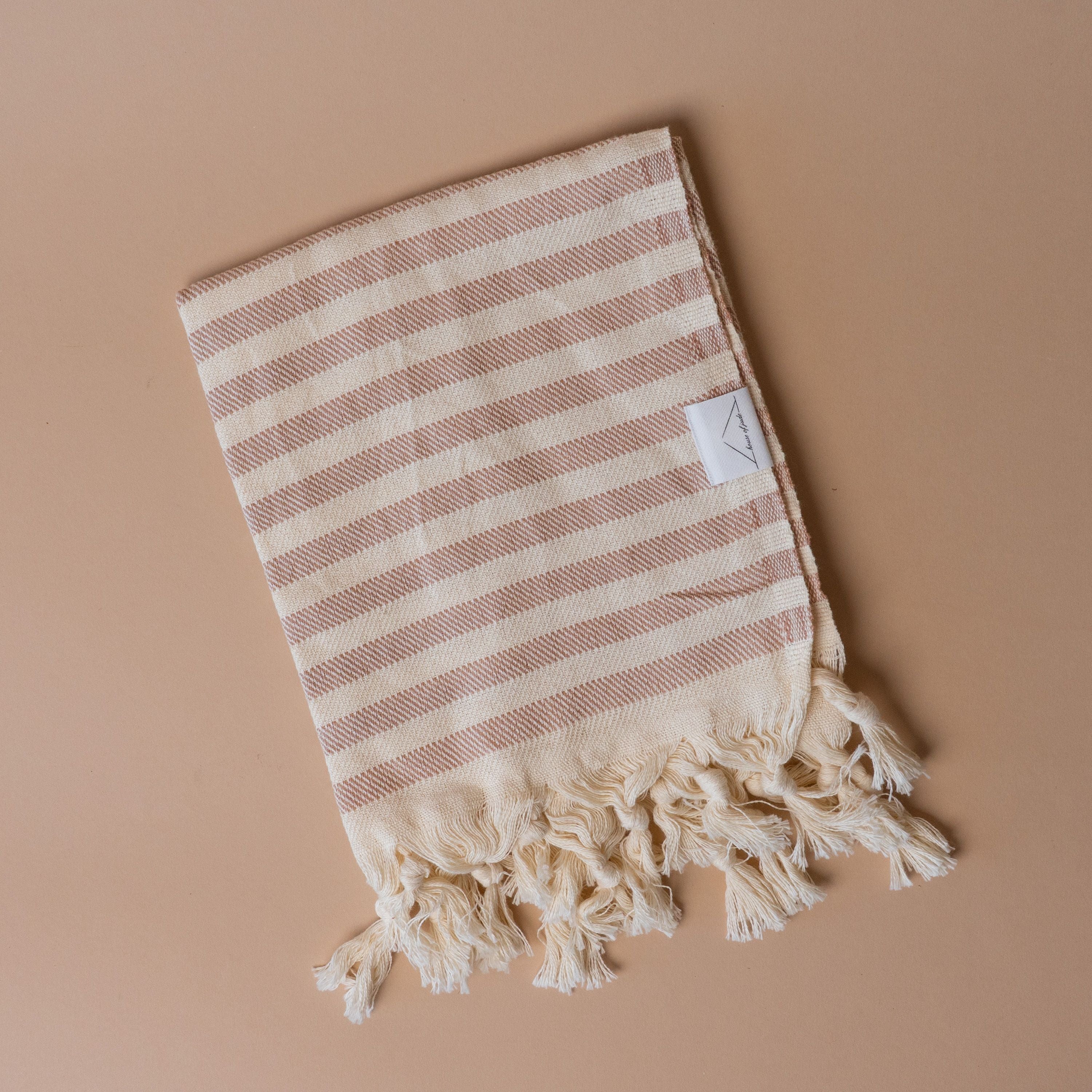 Turkish Cotton Hand Towel hand towel House of Jude Beige Stripe