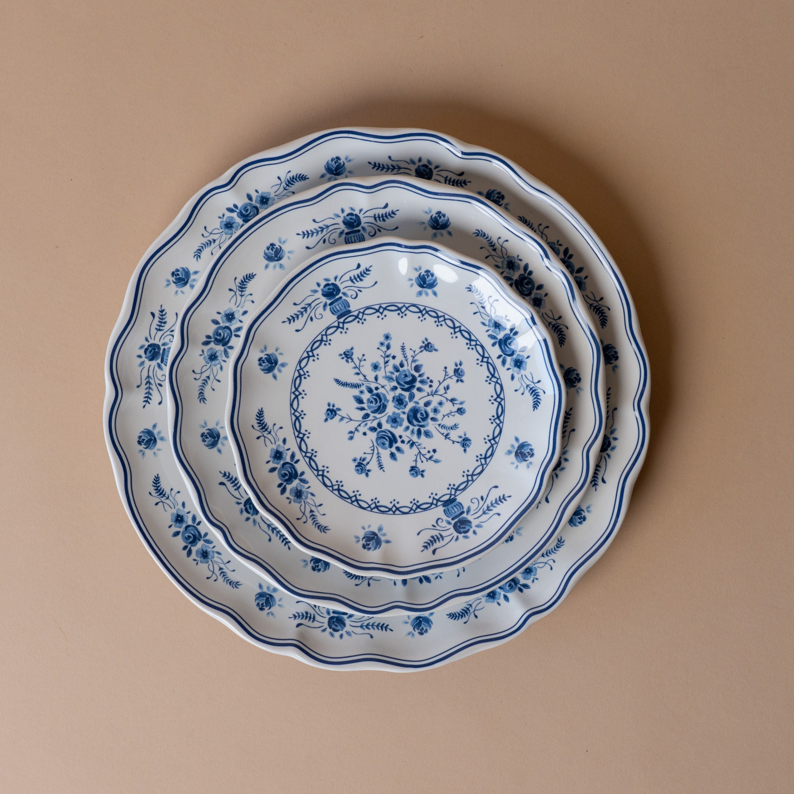 Blue & White Floral Plate Collection dinnerware David Shaw