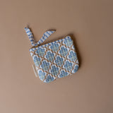 Organic Cotton Floral Pouch reusable bag Paper Mirchi (Faire) Large Blue