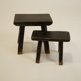 Tiny Elm Wood Stool - Black 1-VINTAGE - stool Hauer Market