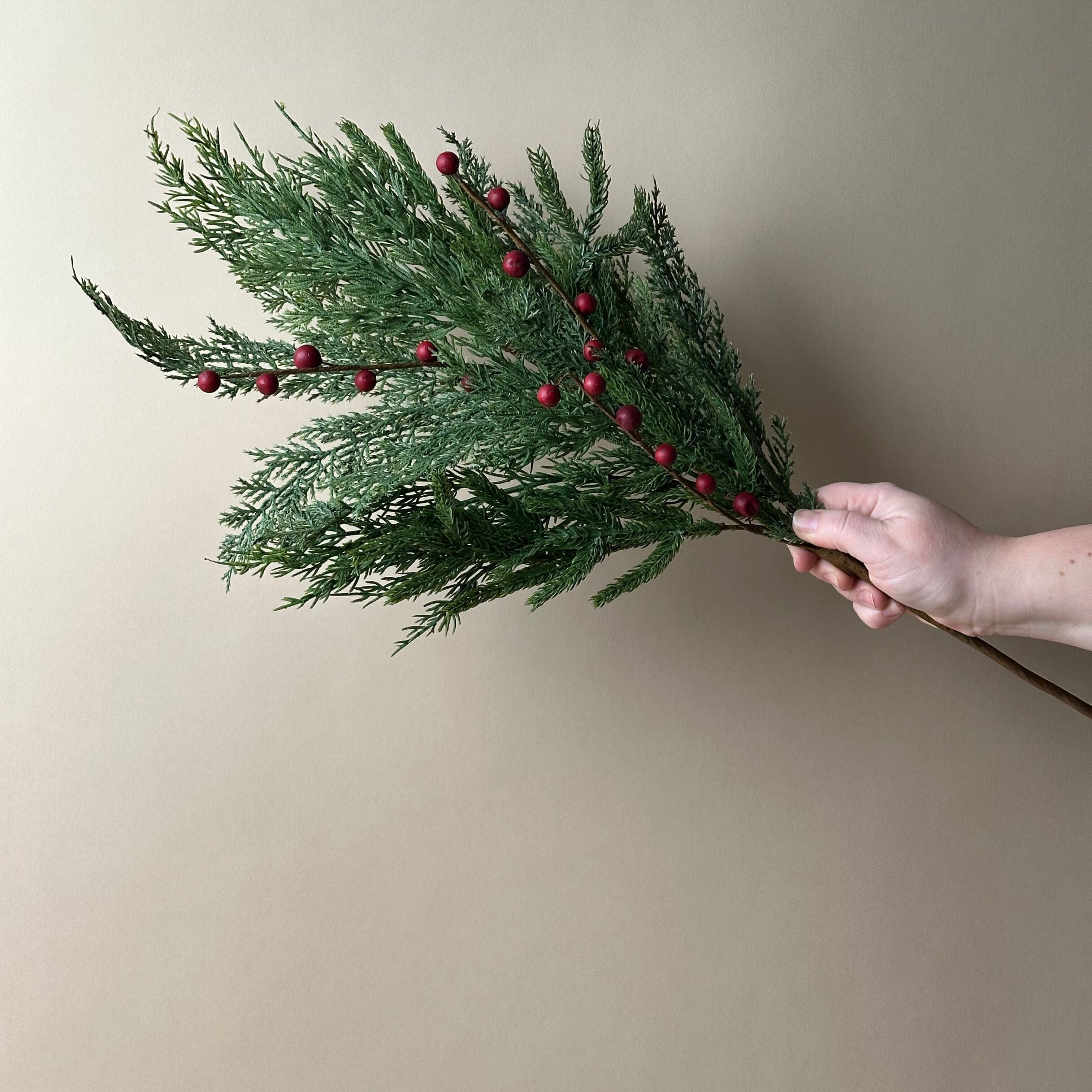 Red Plum Berry Cypress Stem CHRISTMAS 2025 Luxe B Co (Faire)