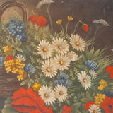 Antique French Floral Still Life Painting VINTAGE - artwork Rug and Weave