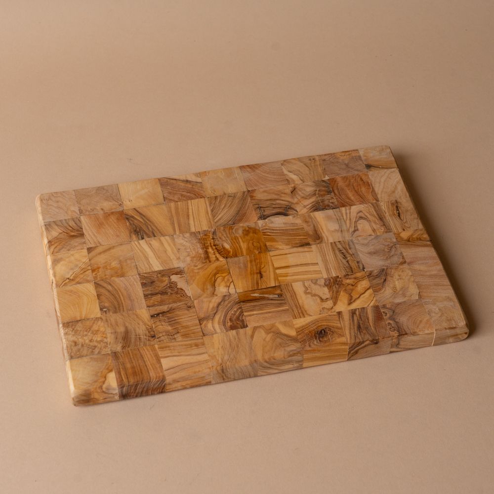 Check Pattern Olive Wood Cutting Board cutting board DANICA (Faire)