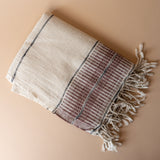 Multi Stripe Bath Towel with Twisted Tassels bath towel Pokoloko Cinnamon