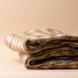 Wool Gingham Throw Blanket - Toffee