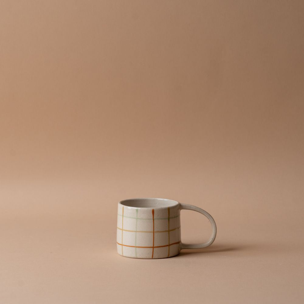 Green & Brown Grid Pattern Mug mug Creative Co-op (DYA)