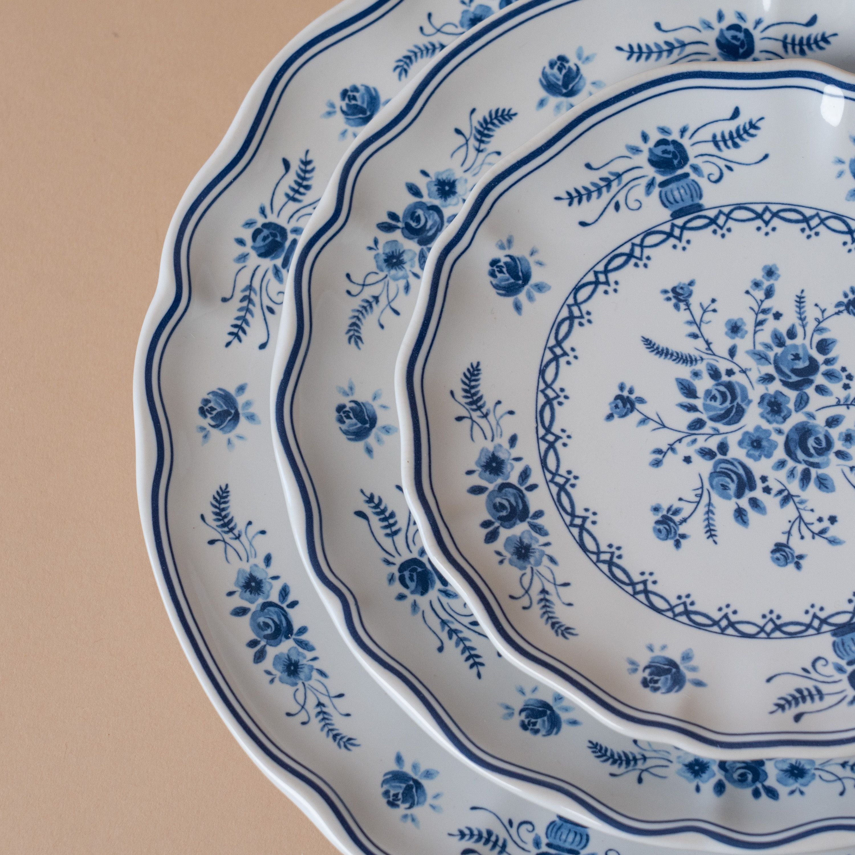 Blue & White Floral Plate Collection dinnerware David Shaw