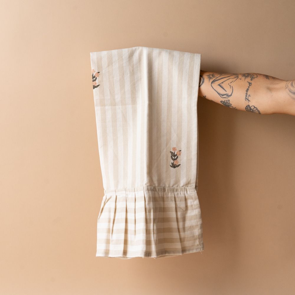 Pleated Floral Stripe Tea Towel tea towel Galley and Fen (Faire)