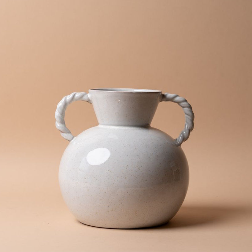 Stoneware Vase with Rope Handles vase Creative Co-op (DYA)