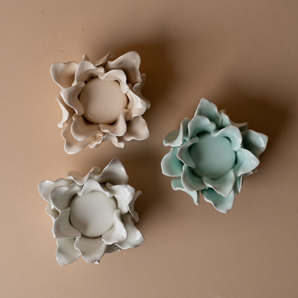 Ceramic Rose Candle Holder candle holder Luxe Lodge (Faire)