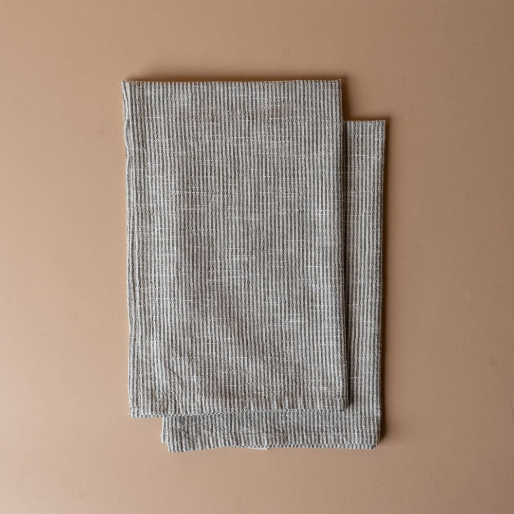 Ticking Stripe Tea Towel Set tea towel Indaba Charcoal