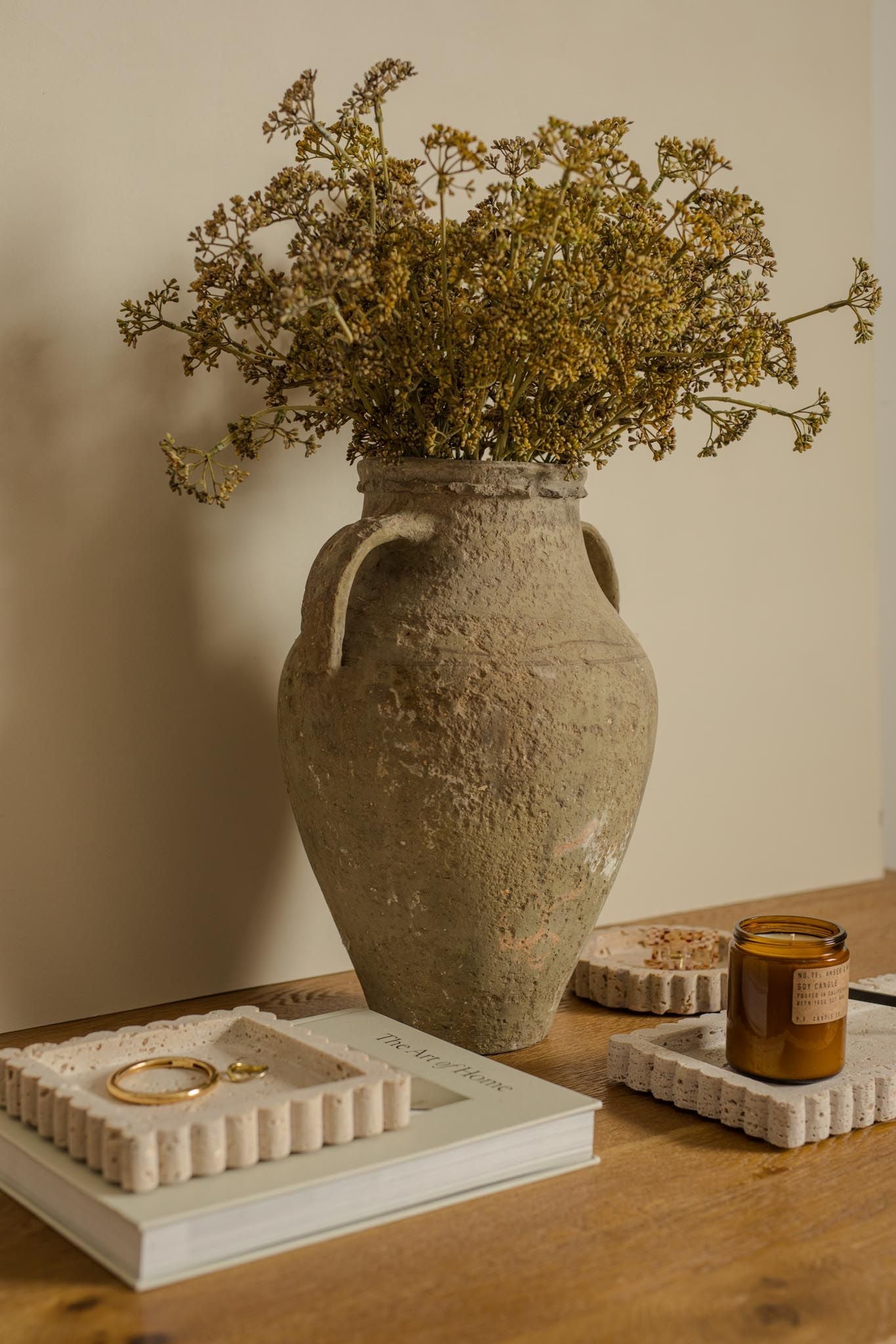 Travertine Scallop Square Tray - Rug & Weave