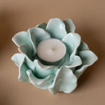 Ceramic Rose Candle Holder candle holder Luxe Lodge (Faire) Blue