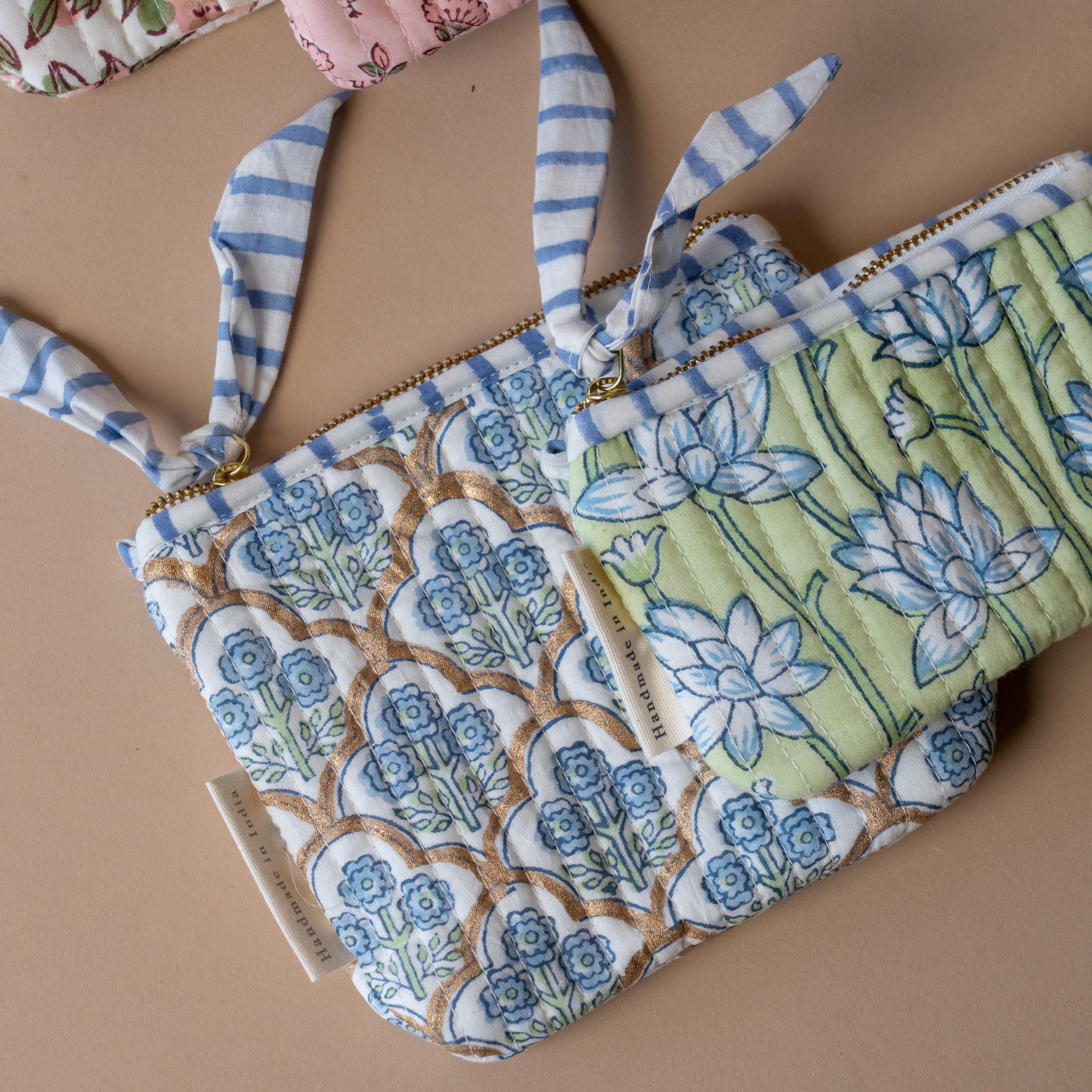 Organic Cotton Floral Pouch reusable bag Paper Mirchi (Faire)