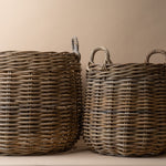 Round Rattan Basket with Handles basket Bacon Basketware (Faire)