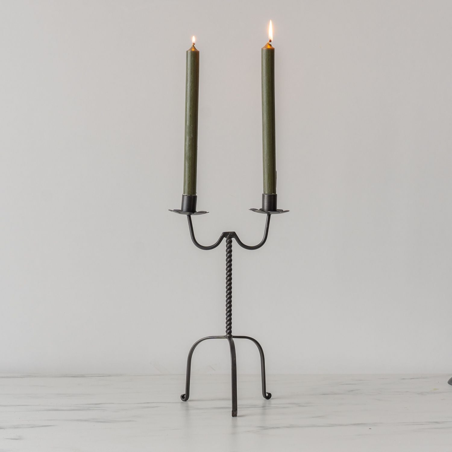 Double Arm Aged Iron Candle Holder - Rug & Weave