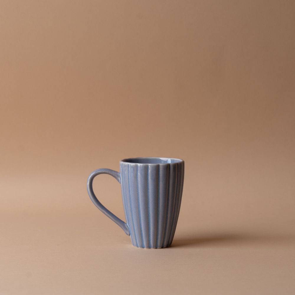 Blue Ribbed Stoneware Mug mug Creative Co-op (DYA)
