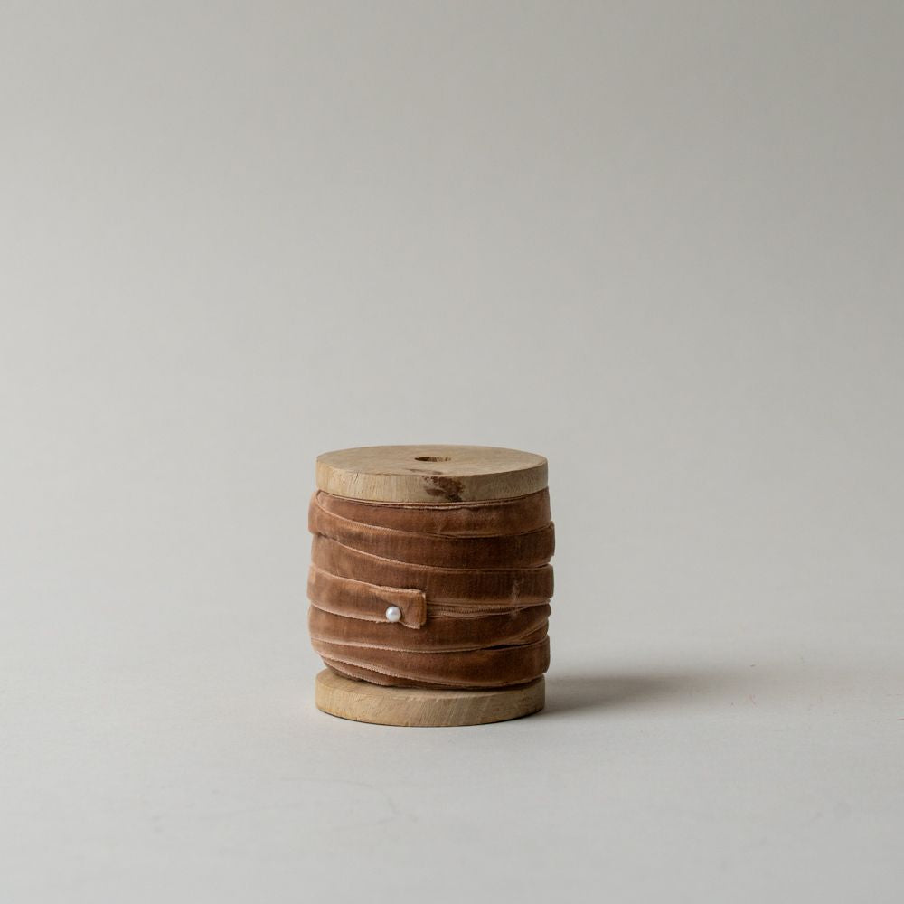 Velvet Ribbon on Wooden Spool CHRISTMAS 2025 Creative Co-op (DYA) Rose