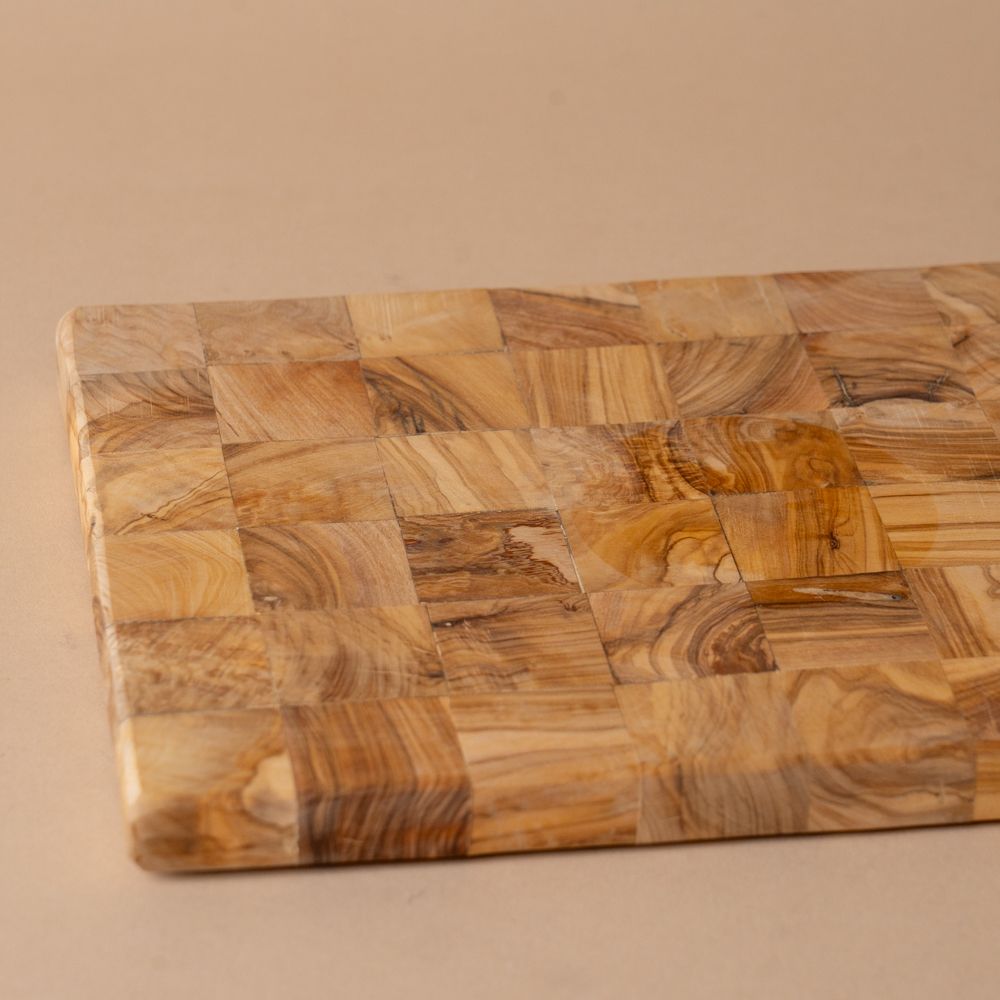 Check Pattern Olive Wood Cutting Board cutting board DANICA (Faire)