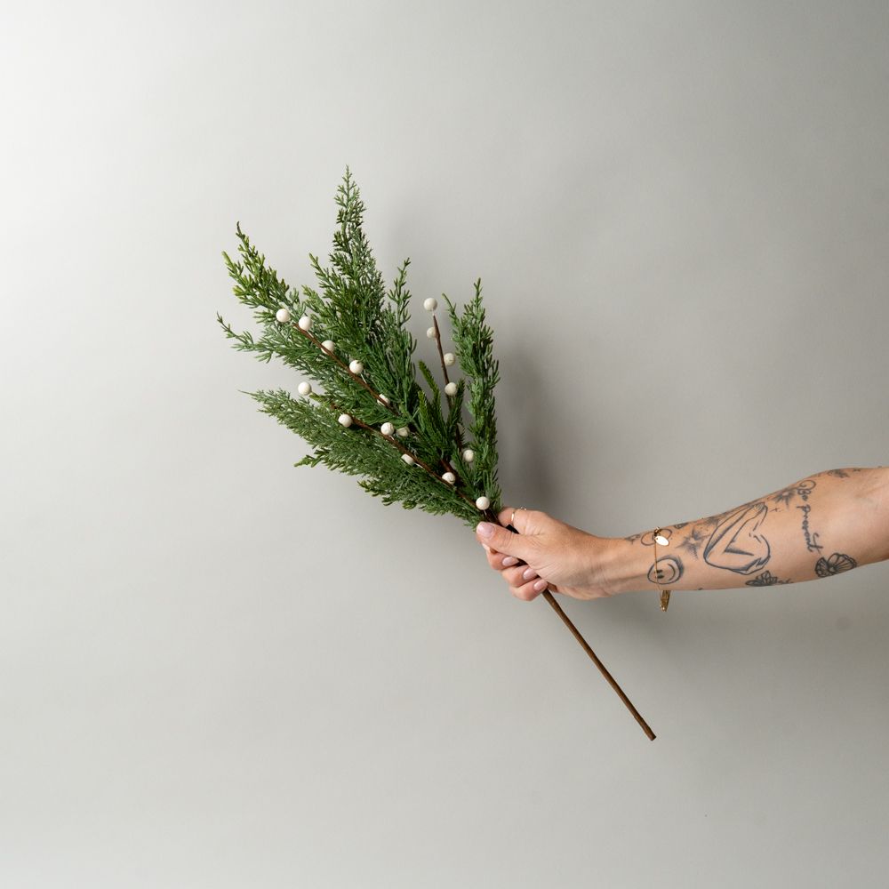 White Plum Berry Cypress Stem CHRISTMAS 2026 Luxe B Co (Faire)