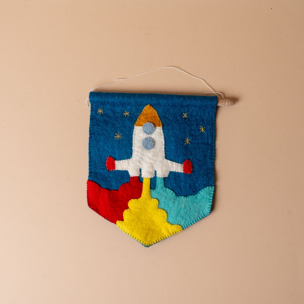 Rocket Banner Flag FINNBIRD - wall hanging Global Goods Partners (Faire)