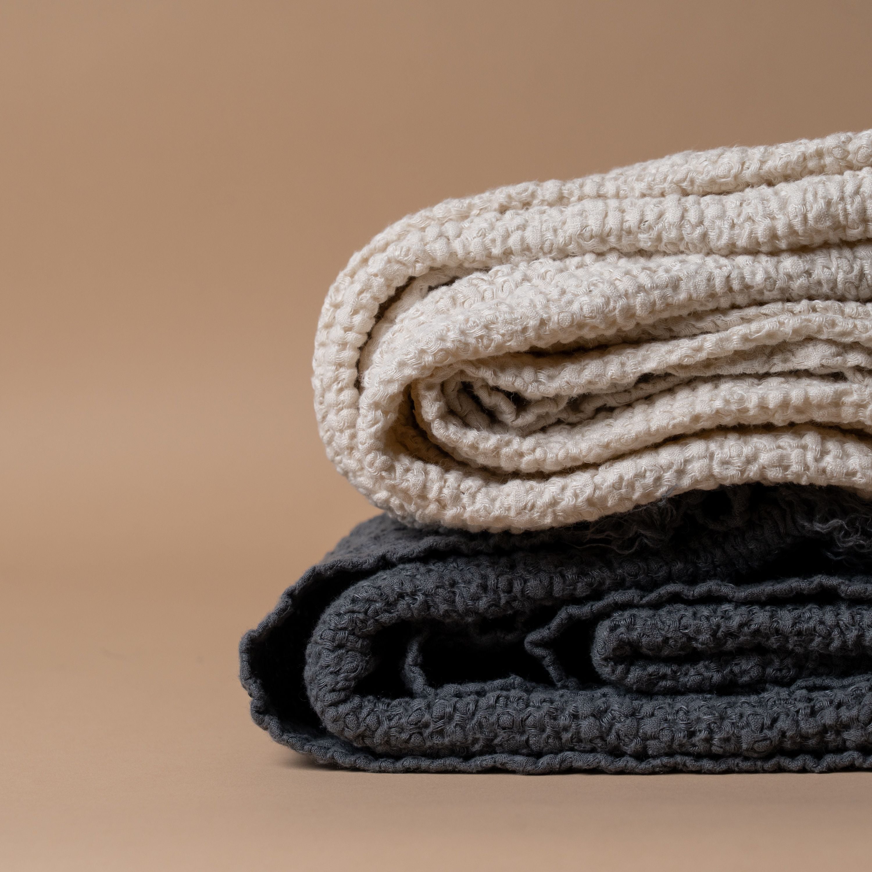 Textured Linen Throw Blanket blanket Linen Way