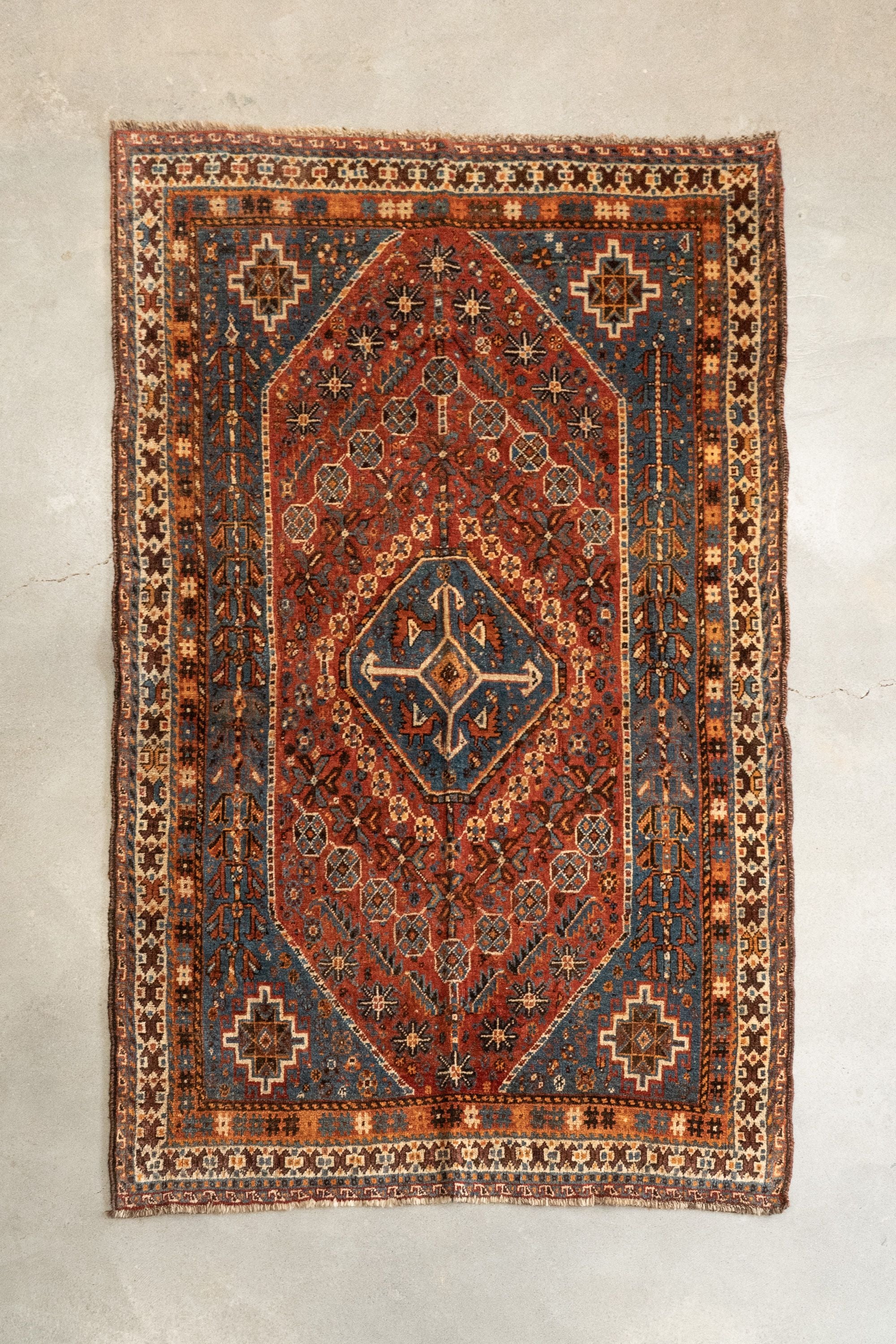 4'5" x 7' Vintage Qashqai Rug VINTAGE - rug Rug & Weave Rugs