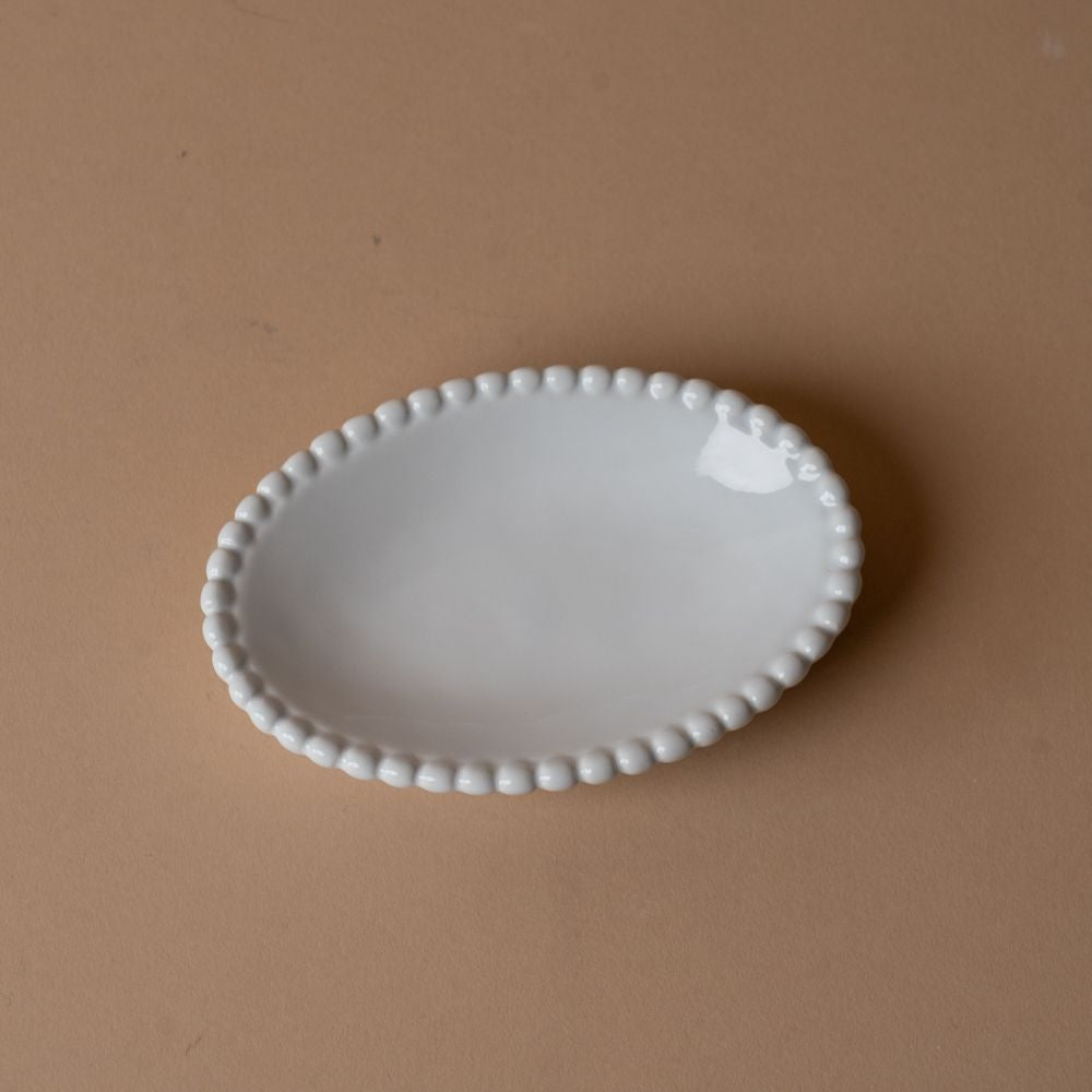 Ceramic Beaded Edge Soap Dish soap dish Luxe Lodge (Faire)