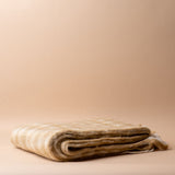 Wool Gingham Throw Blanket - Camel