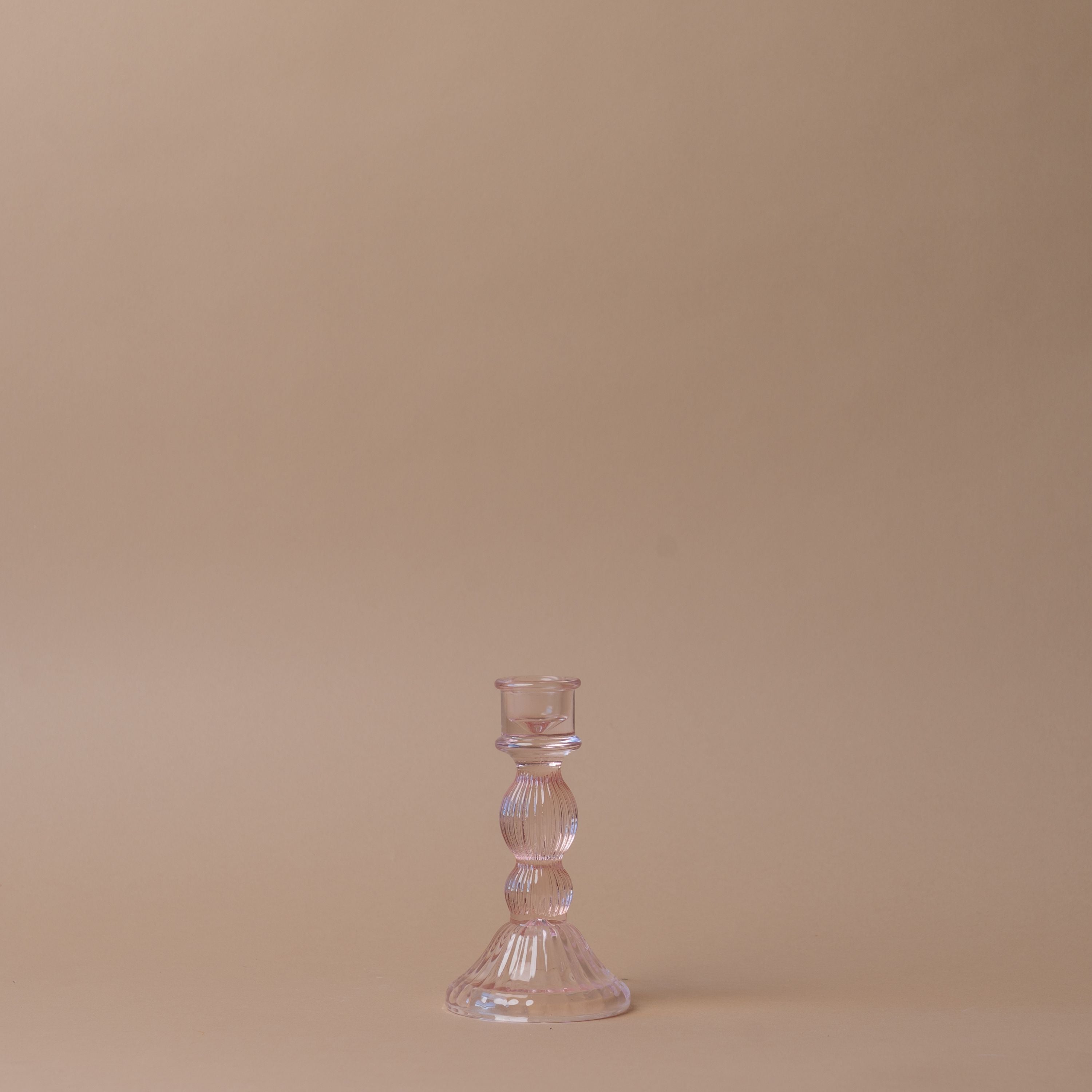 Reeded Glass Candle Holder candle holder Indaba Blush Glass