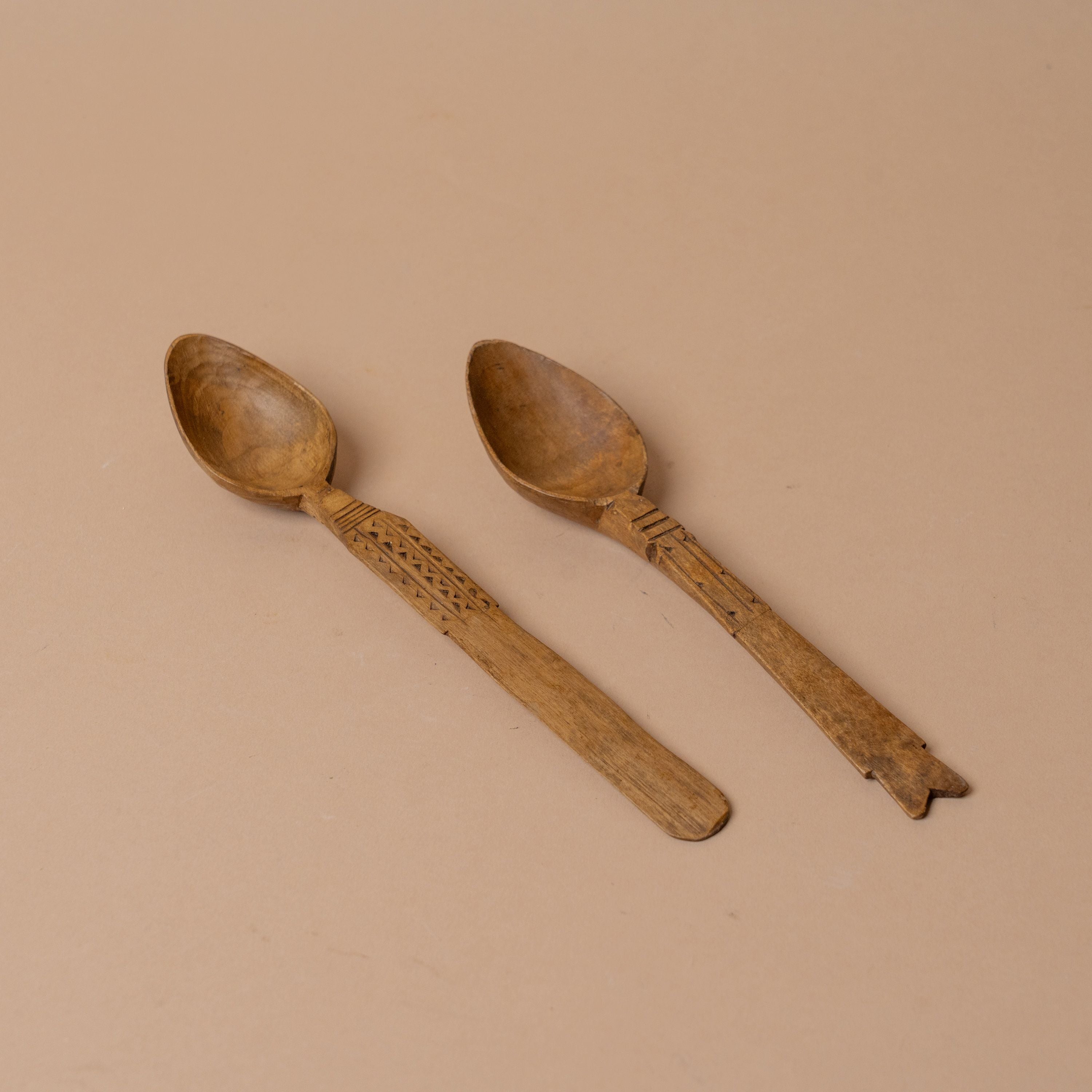 Antique Carve Wood French Spoons 0-VINTAGE - spoon Rug and Weave