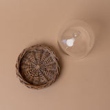 Glass Cloche with Woven Willow Base