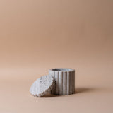 Greige Fluted Marble Jar storage jar Luxe B Co (Faire)