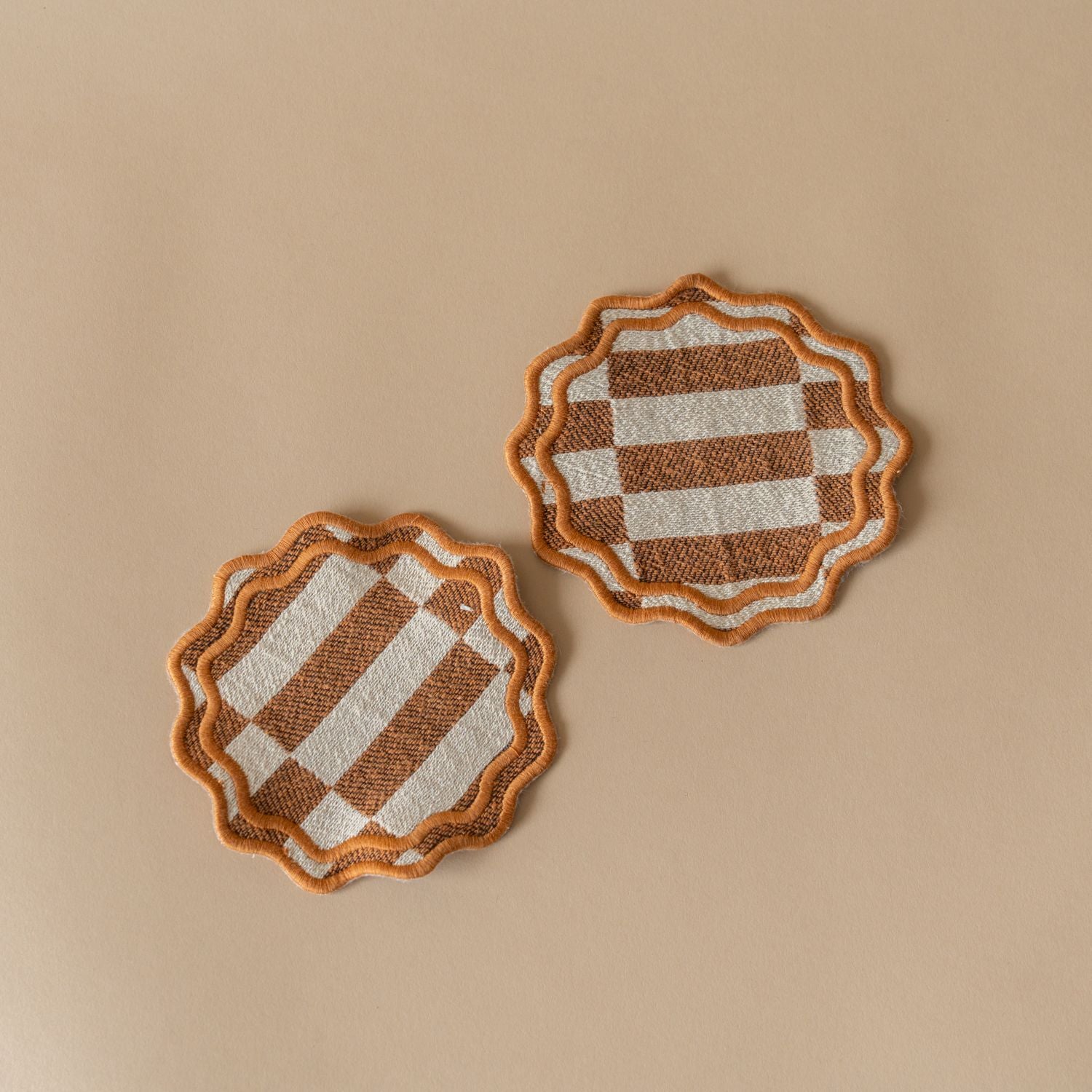 Cotton Coaster Set - Scallop Check - Rug & Weave