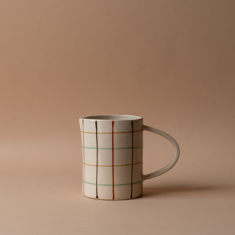 Green & Brown Grid Pattern Pitcher pitcher Creative Co-op (DYA)
